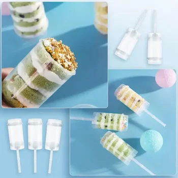 1 бр. Pushable държачи торта DIY Push торта мухъл цилиндър форма торта тласкач Push Pops Пластмасови контейнери с капаци кухненски инструменти