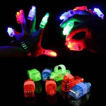 100 бр / лот LED пръстови светлини светещи заслепяващи цветни лазерни излъчващи лампи Коледно сватбено тържество фестивал парти декор