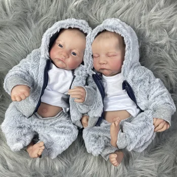 17inch Levi Twins Reborn Baby Doll Full Vinyl Body Washable Boy or Girls 3D боядисана кожа Видими вени Новородено кукла играчка фигура