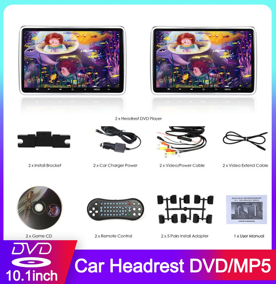 10.1inch HD Car екран задна седалка облегалка за глава монитор DVD / VCD / CD / MP4 / MP5 / SD / FM / HDMI / слушалки AV вход игри за поддръжка функция Изображение 0