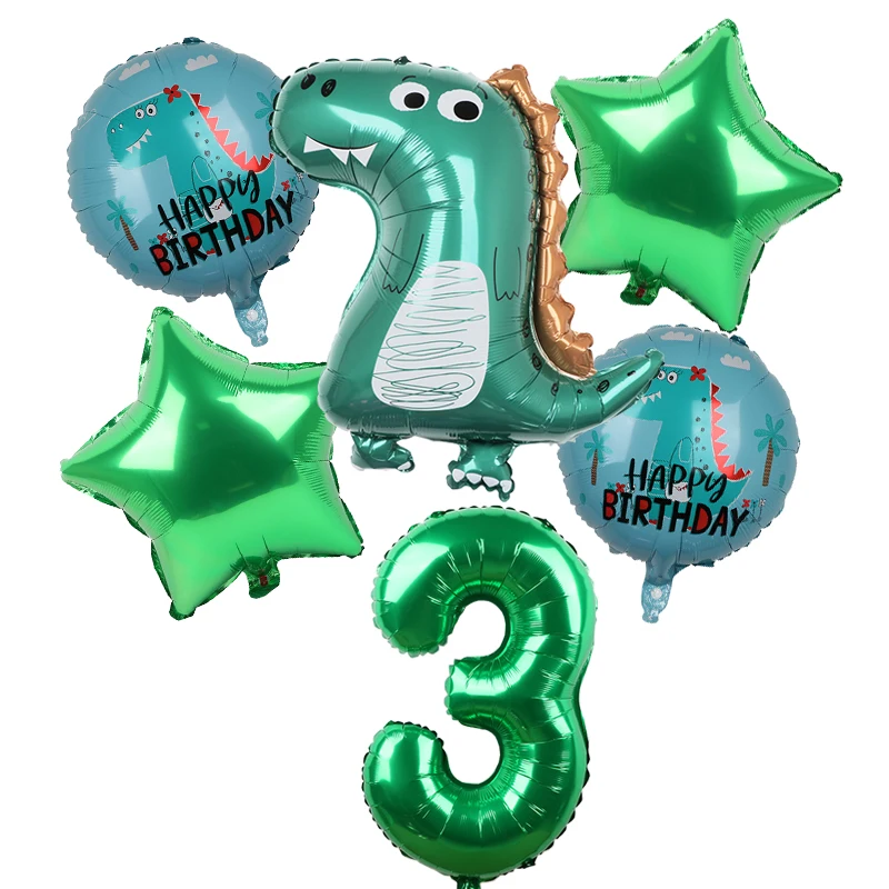 7бр/комплект Балони с динозавърско фолио Момчета Животински балони Честит рожден ден балон бебе душ рожден ден парти Джурасик свят декорация Изображение 0
