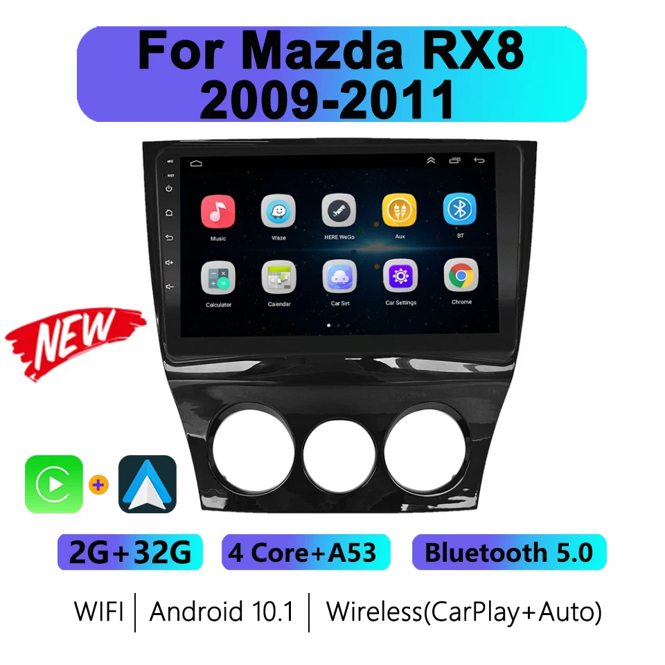 Android10.1За Mazda RX8 2009-2011 Автомобилно радио Многофункционален 9-инчов сензорен екран GPS стерео за кола Кабелен Carplay плейър Автомобилно радио Изображение 0
