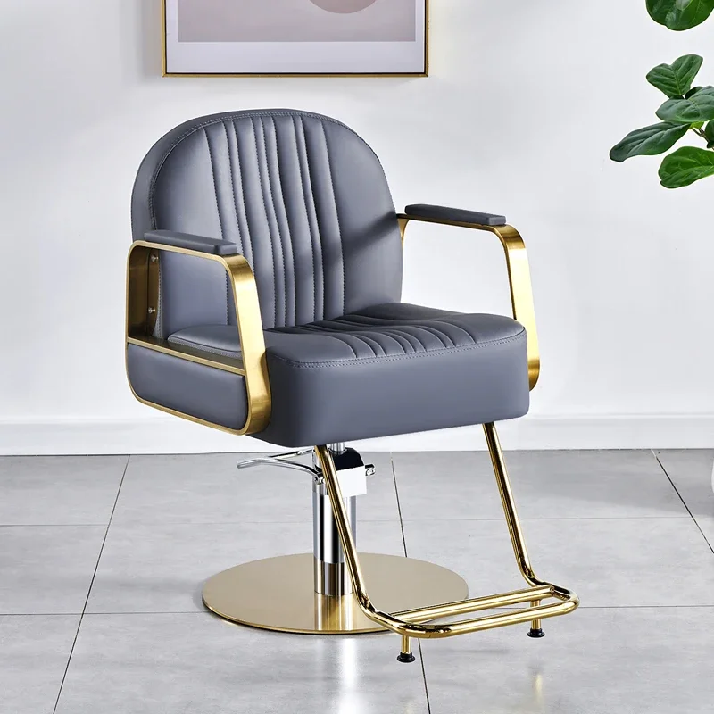 Beauty Метални бръснарски столове Офис бръснарница Накланящи се ергономични бръснарски столове Професионални мебели за стая Silla Barberia Изображение 0