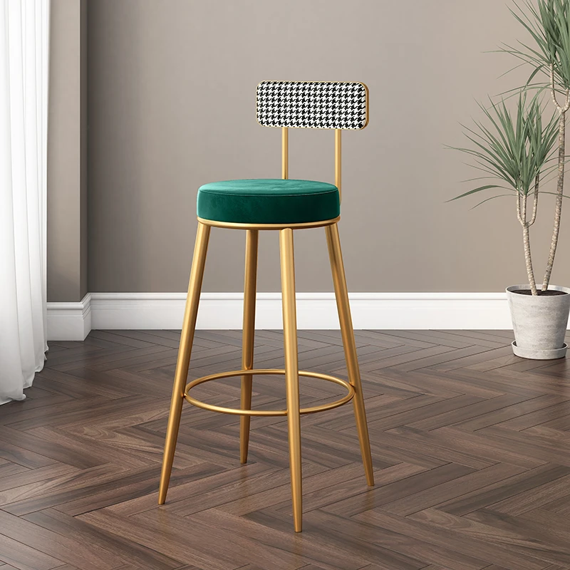Nordic Чакащ бар стол Кухненски барстол Подсилване на железни възглавници Бар стол Крак Кръгъл салон Cadeira Ергономия Мебели за дома Изображение 0