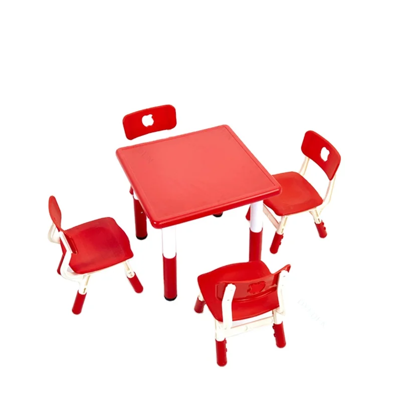 луксозни детски мебели регулируема детска учебна маса и комплект 4 стола училищни мебели, използвани за деца Изображение 0