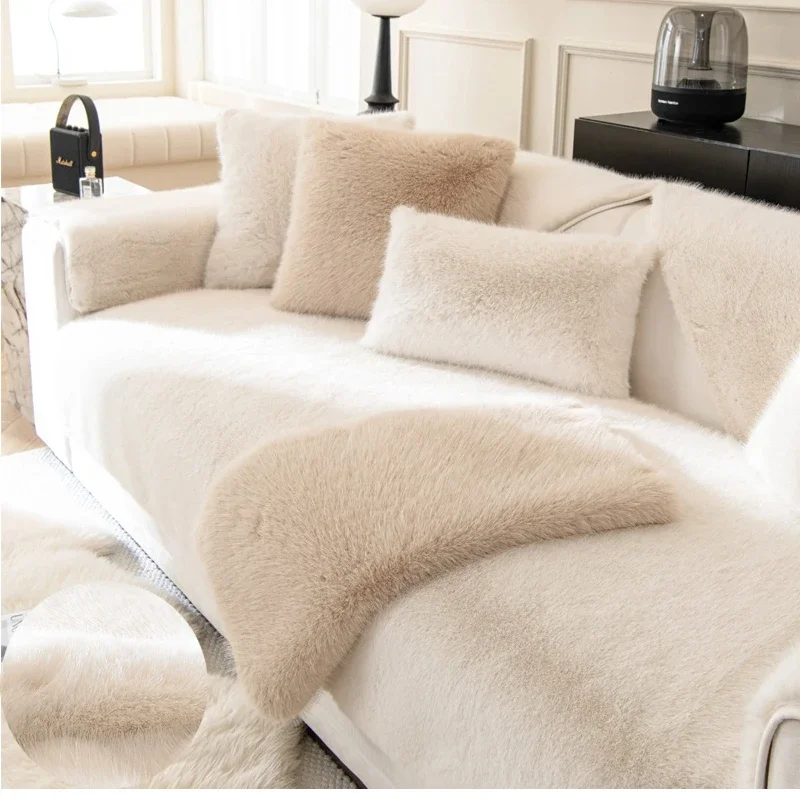 Мек къс плюшен диван капак топло зимно диван кърпа покрива нехлъзгащ прахоустойчив диван мат диван одеяло диван диван възглавница за хол Изображение 0