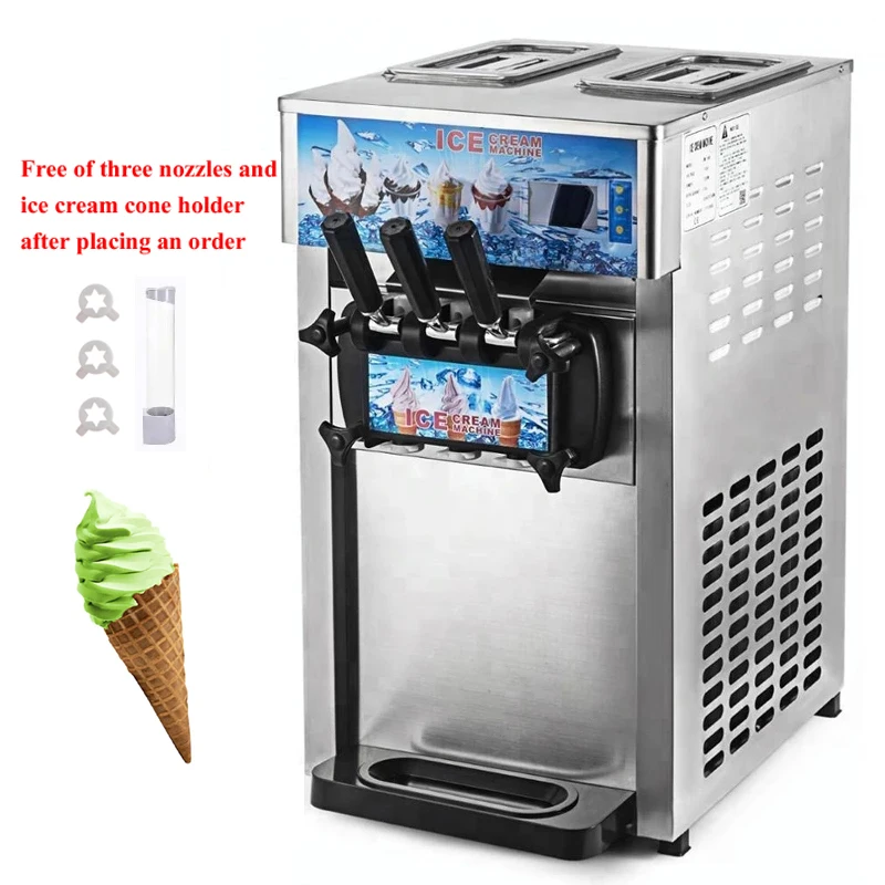 Три вкуса сладолед машина търговски мек сладолед машина десктоп мелба сладолед производствена машина Изображение 0