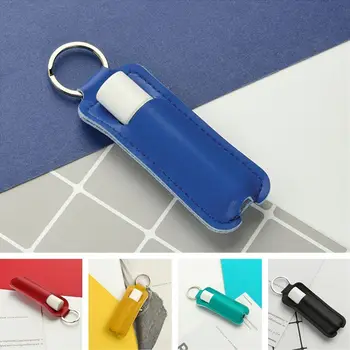 1Pc преносим PU кожен ключодържател чанта мини червило чанта ключодържател държач chapstick притежателя балсам за устни чанта 3.7x9cm