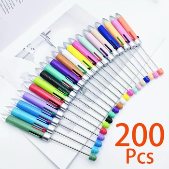 200pcs Бизнес 4 цвята формован писалка DIY Beaded химикалки многоцветни пластмасови химикалки подарък писалки