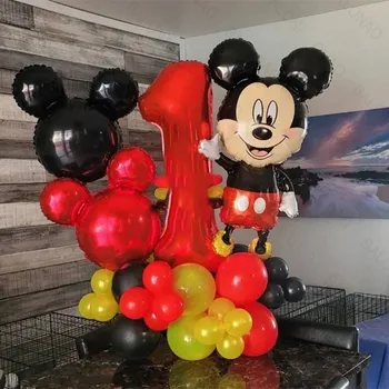 22pcs/Set Disney Мики Маус фолио балони червено черно латекс балони 32inch брой топки рожден ден бебе душ парти декорация