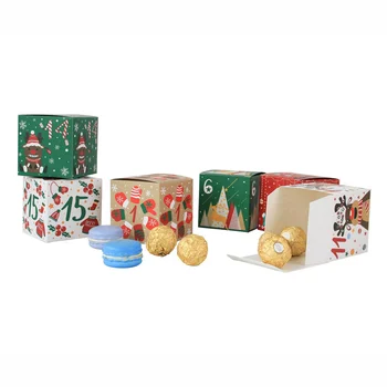 24pcs/set Нови коледни подаръчни кутии Многоцветни коледни кутии за бонбони Коледна украса Новогодишни парти украса Консумативи