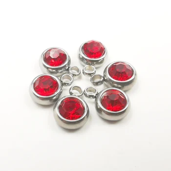24pcs Малък 6mm червен кристал висулка сексапил кристал рожден камък сексапил мъниста висулки с пръстени за DIY обеци колиета занаятчийски