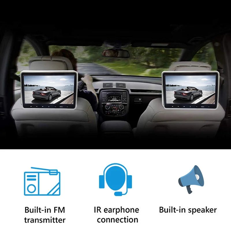 10.1inch HD Car екран задна седалка облегалка за глава монитор DVD / VCD / CD / MP4 / MP5 / SD / FM / HDMI / слушалки AV вход игри за поддръжка функция Изображение 1