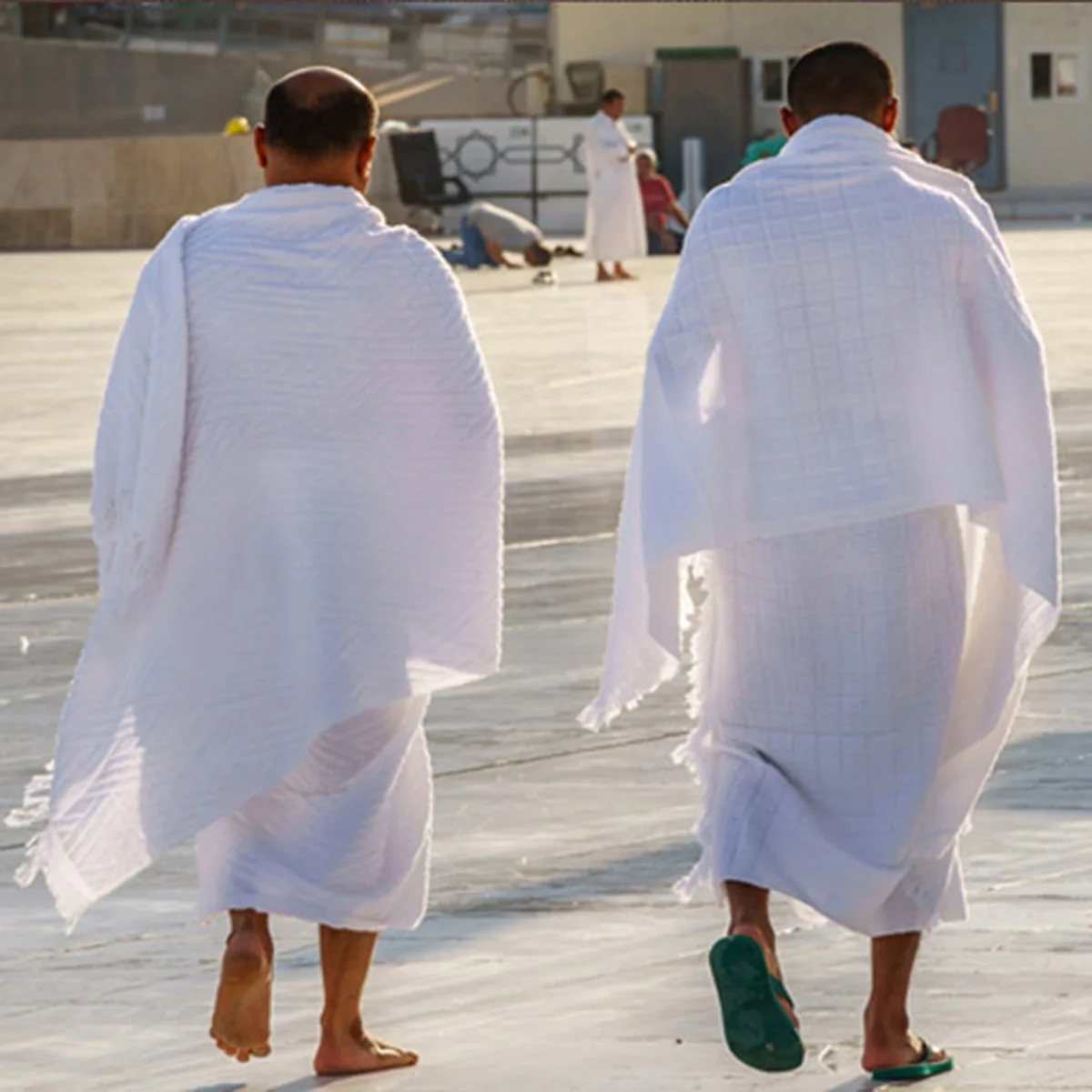 2 броя кърпа за поклонение на Ихрам Мюсюлманско арабско облекло за хадж Мъжки ислямски костюми за молитва по време на Рамадан Jubba Thobe Близкия изток Изображение 1