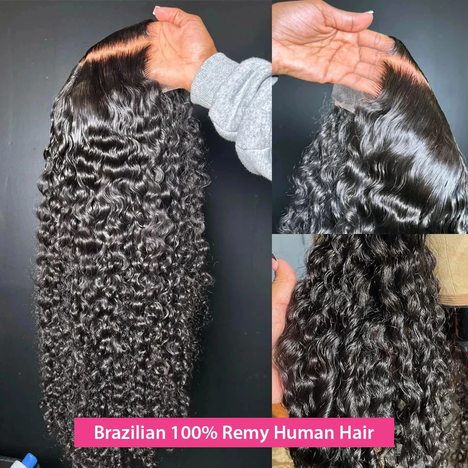 250 Плътност Hd дантела фронтална перука дълбока вълна перуки за бразилски жени къдрава човешка коса коса 13x6 дълбока вода вълна дантела предна перука Изображение 1