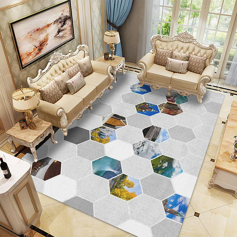 3D калдъръмени килими за хол спалня площ килими детски килим масичка за кафе етаж килим мека фланела бебе игра обхождане постелки Изображение 1