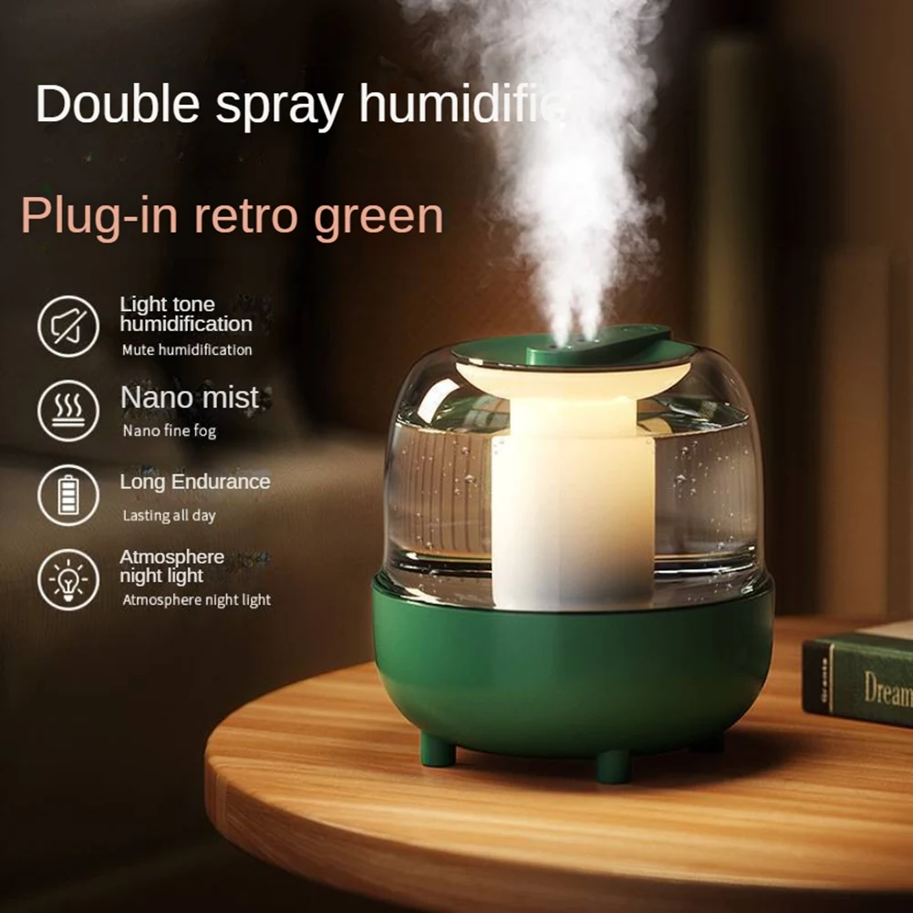 4L овлажнител USB овлажнител за ароматерапия Овлажнители за дома Пречиствател на въздуха с LED лампа Настолен производител на мъгла, зелен Изображение 1