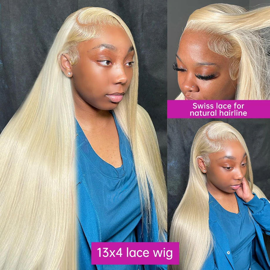 613 Мед блондинка дантела предна перука човешка коса кост прав HD прозрачен 13x4 дантела фронтална човешка коса перуки за жени боядисана коса Изображение 1