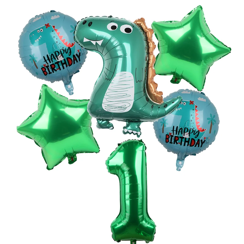 7бр/комплект Балони с динозавърско фолио Момчета Животински балони Честит рожден ден балон бебе душ рожден ден парти Джурасик свят декорация Изображение 1