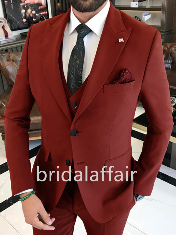Bridalaffairr Suit Мъжки 2 броя Ежедневни смокинги за сватбен бизнес (Blazer + Pant) Slim Fit Groom Trendy British Изображение 1