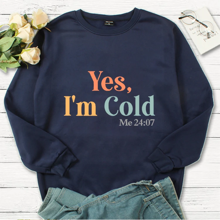 Yes I'm Cold Me 24:7 Сива врана Зимни дрехи Жени 24 часа в денонощието 7 дни Качулки Спортно облекло Поддържайте топло Essentials Hoodie Пуловер Изображение 1