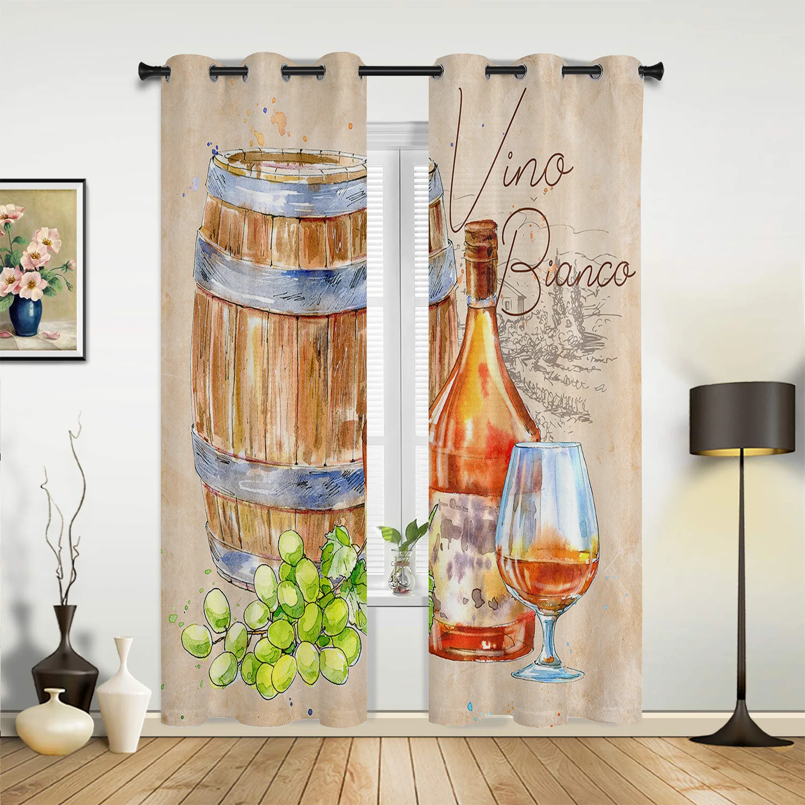 Лято есен вино барел реколта модерни завеси за спалня кафене дома декор луксозни завеси в хола прозорец завеси Изображение 1