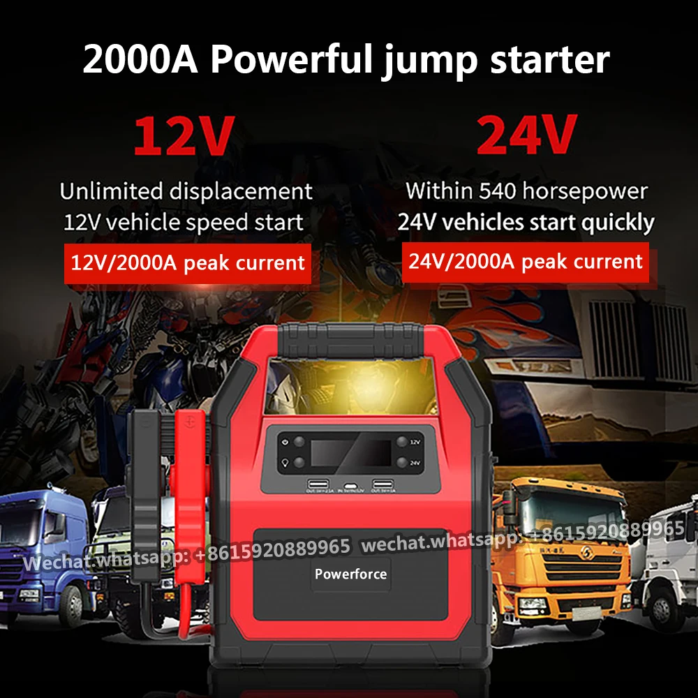  Преносим тежкотоварен камион Бустер за кола 42000mAh 12 / 24V COSSIFTW Стартер за скок на батерията 10000A Пиков ток Изображение 1