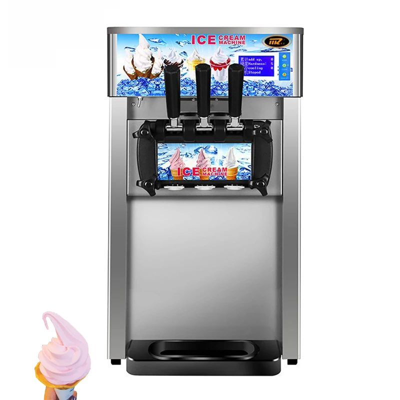 Три вкуса сладолед машина търговски мек сладолед машина десктоп мелба сладолед производствена машина Изображение 1
