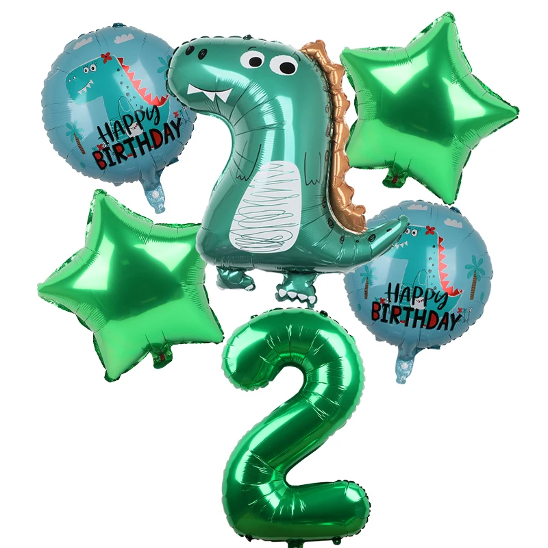 7бр/комплект Балони с динозавърско фолио Момчета Животински балони Честит рожден ден балон бебе душ рожден ден парти Джурасик свят декорация Изображение 2