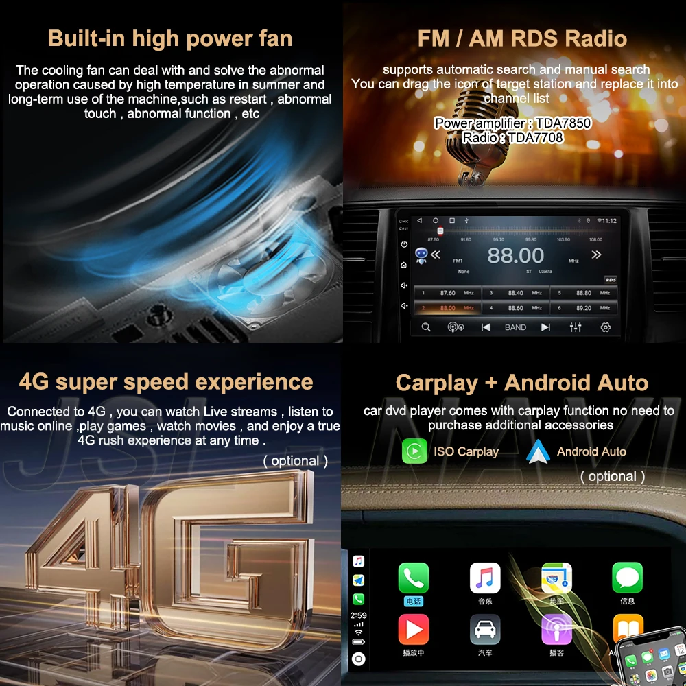 Android 13 Carplay Auto 2din Автомобилно радио за KIA Sorento 2009 2010 2011 2012 Навигация Мултимедиен видео плейър GPS стерео аудио Изображение 2