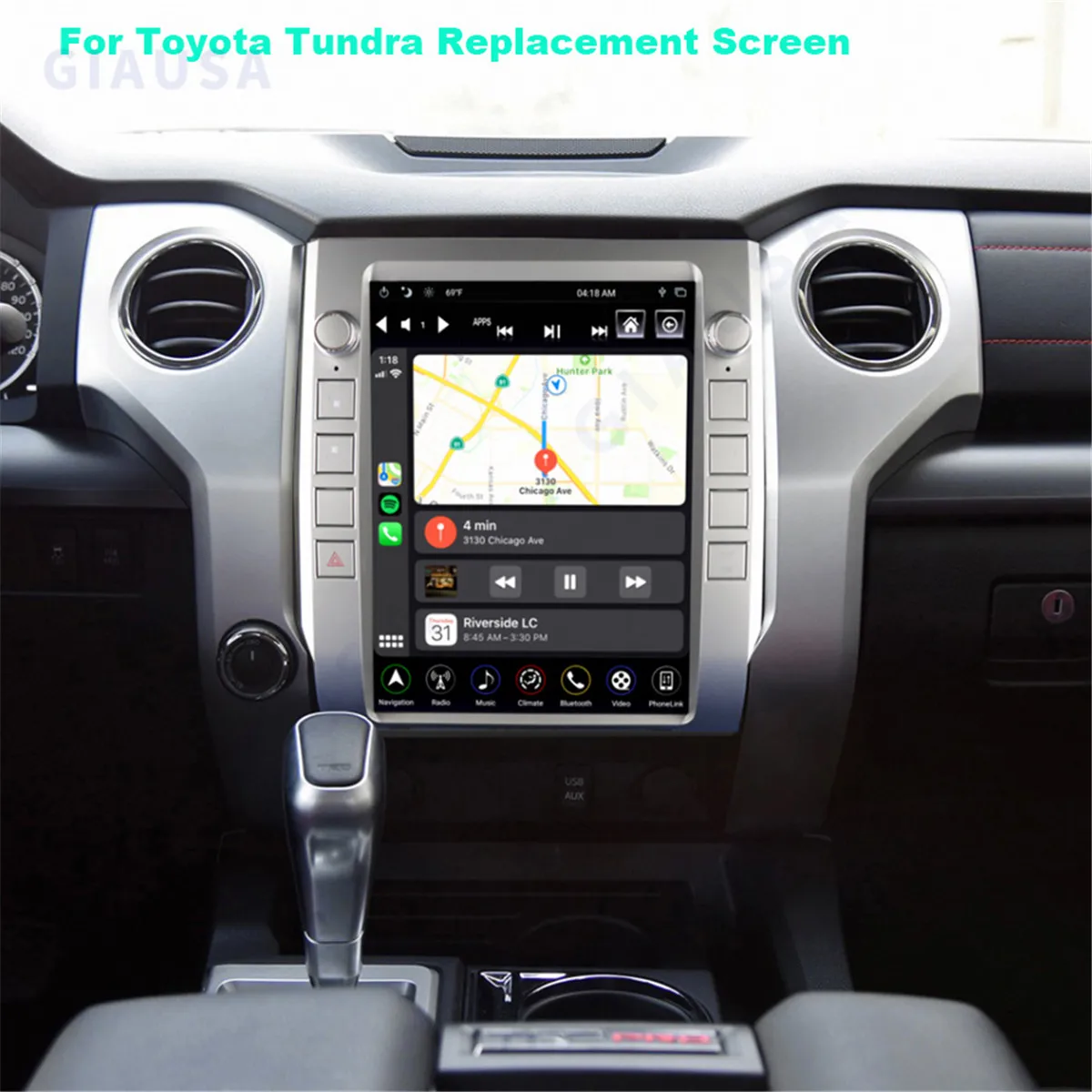 Android Tesla стил кола радио за Toyota тундра 2014-2020 издание мултимедиен плейър главата единица GPS Navi Auto стерео Carplay аудио Изображение 2