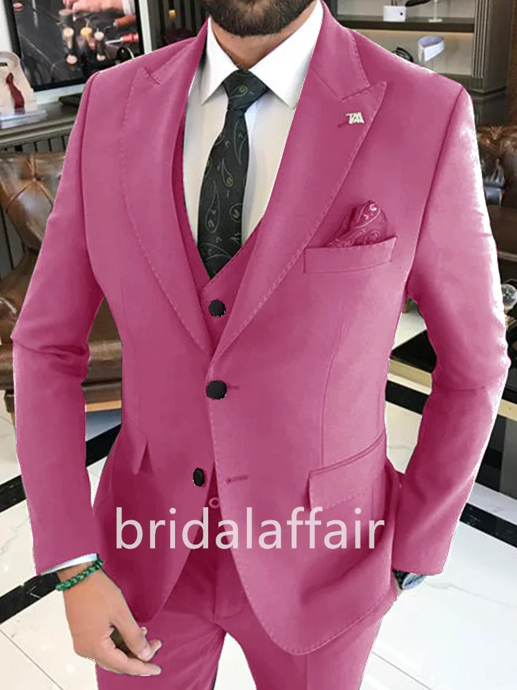 Bridalaffairr Suit Мъжки 2 броя Ежедневни смокинги за сватбен бизнес (Blazer + Pant) Slim Fit Groom Trendy British Изображение 2