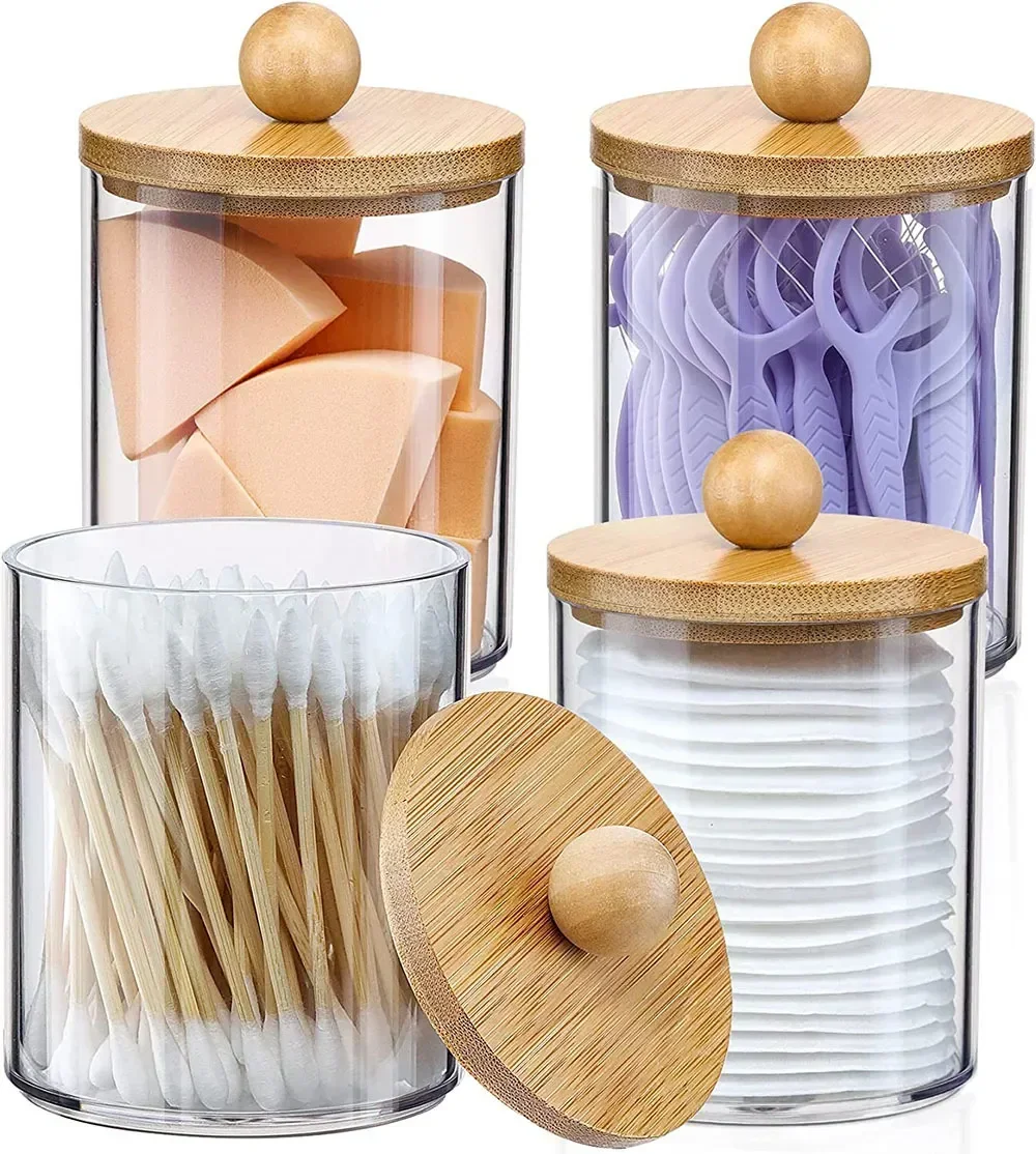 Home Box Storage Jewelry Storage Container Box Jar Makeup Cotton Bamboo Qtip Lid Small Organizers Swab Change Cosmetic Изображение 2