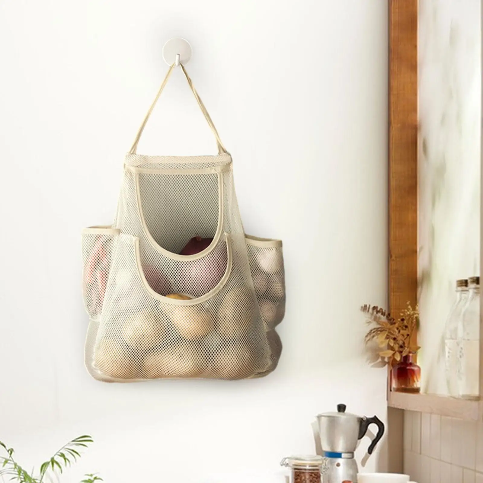Mesh чесън нетна чанта преносима мрежеста чанта с дръжка за картофи лук джинджифил Изображение 2