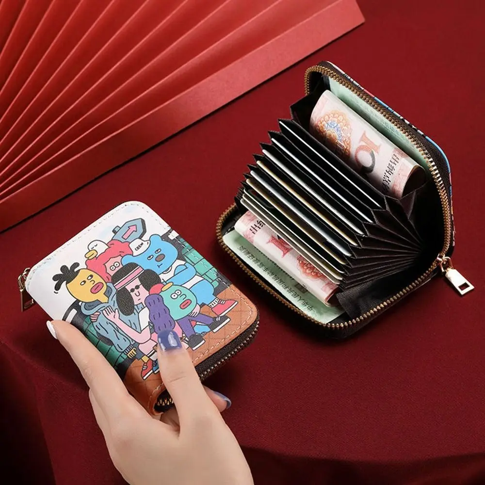 Pu кожен печат портфейл сладък аниме карикатура цип чантата промяна чантата монета чантата притежателя на карта Изображение 2