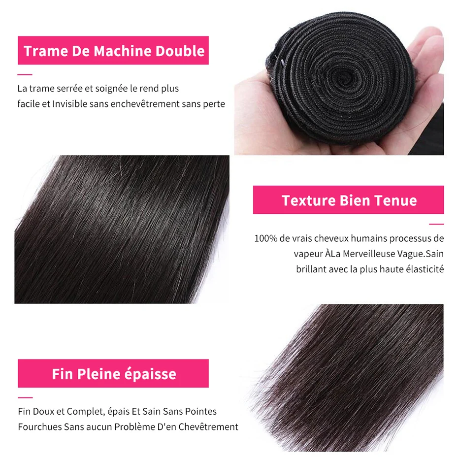 бразилски човешки косъм пакет прав човешки косъм снопове 1/3/4 бр/партида шият в косата разширения естествен цвят 10-28 инча коса тъкат Изображение 2