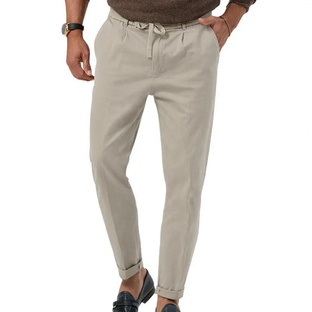 Есен мъже плътен цвят памук бельо мулти-джоб прави ежедневни панталони шнур свободни панталони за мъже pantalones hombre Изображение 2