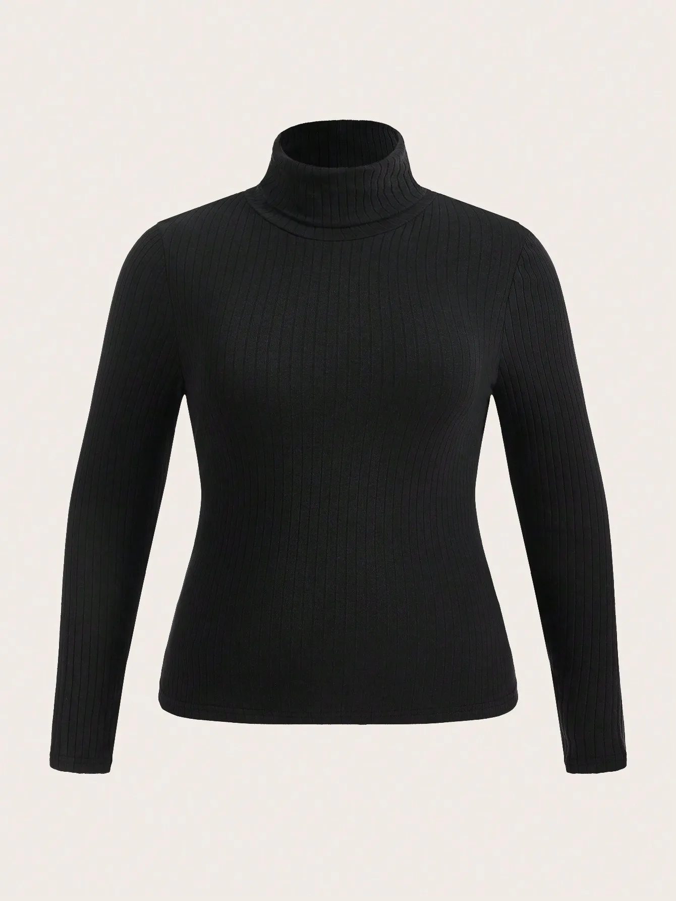 Жените плюс размер дълъг ръкав поло пуловер трикотажни пуловер 2023 есен зима нови основни върхове за жени черно облекло Изображение 2