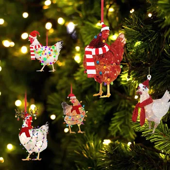 3бр Сладък коледен шал пиле Нова година коледно дърво висулки LED светлина декорации Chrstmas Начало Нова година подарък украшение