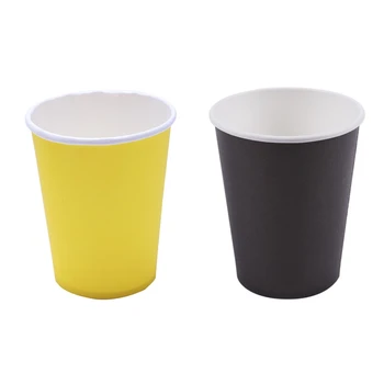 40 хартиени чаши (9Oz) - обикновени плътни цветове Парти за рожден ден Прибори за хранене Кетъринг (черен и жълт)