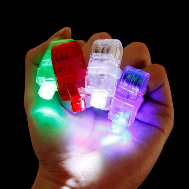 100 бр / лот LED пръстови светлини светещи заслепяващи цветни лазерни излъчващи лампи Коледно сватбено тържество фестивал парти декор Изображение 3