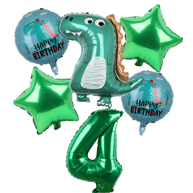 7бр/комплект Балони с динозавърско фолио Момчета Животински балони Честит рожден ден балон бебе душ рожден ден парти Джурасик свят декорация Изображение 3