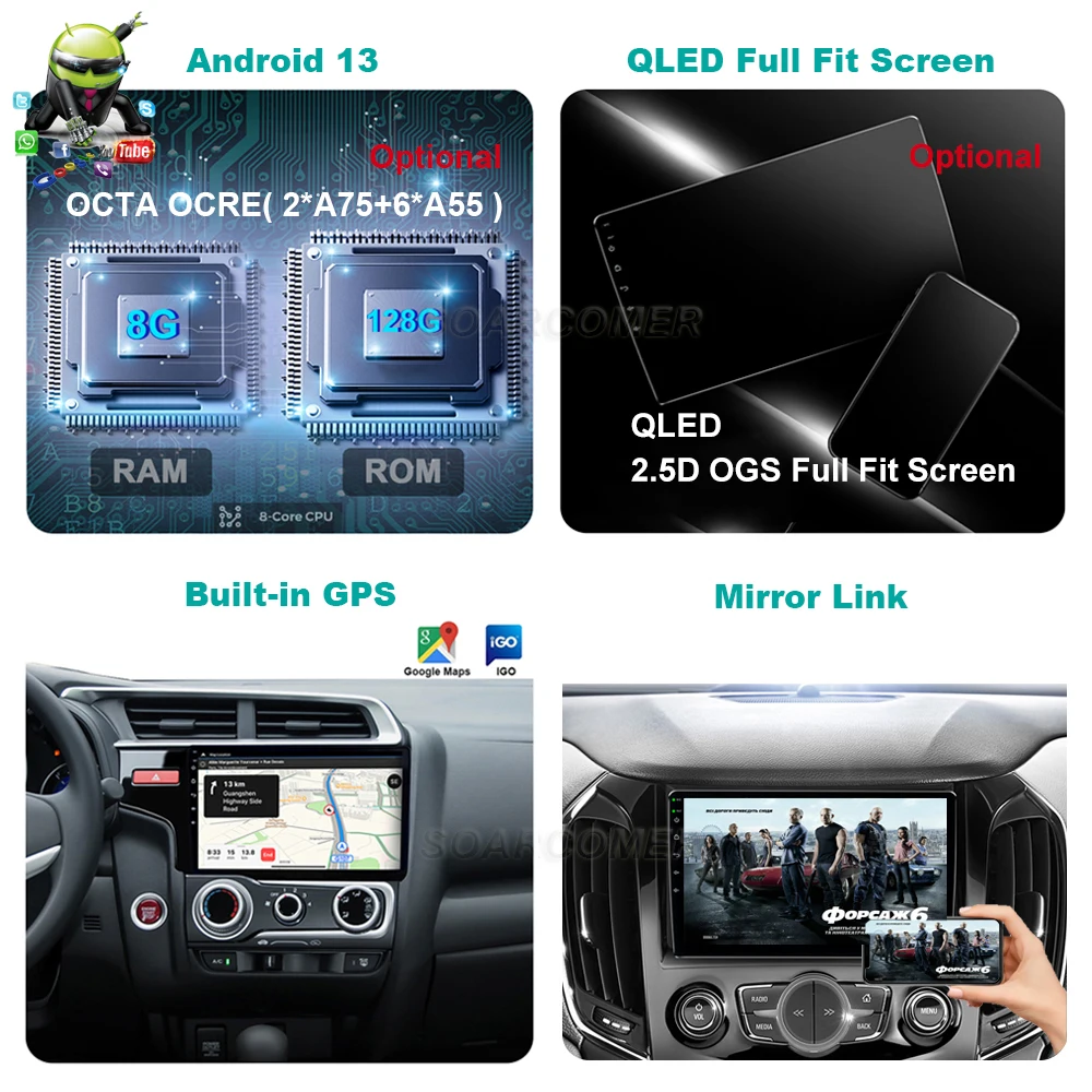 9' Android 13 За Mitsubishi Pajero Sport 3 L200 2015 - 2019 Кола Autoradio Auto Radio Мултимедия Видео плейър Навигация Изображение 3