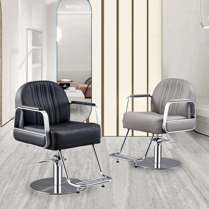 Beauty Метални бръснарски столове Офис бръснарница Накланящи се ергономични бръснарски столове Професионални мебели за стая Silla Barberia Изображение 3
