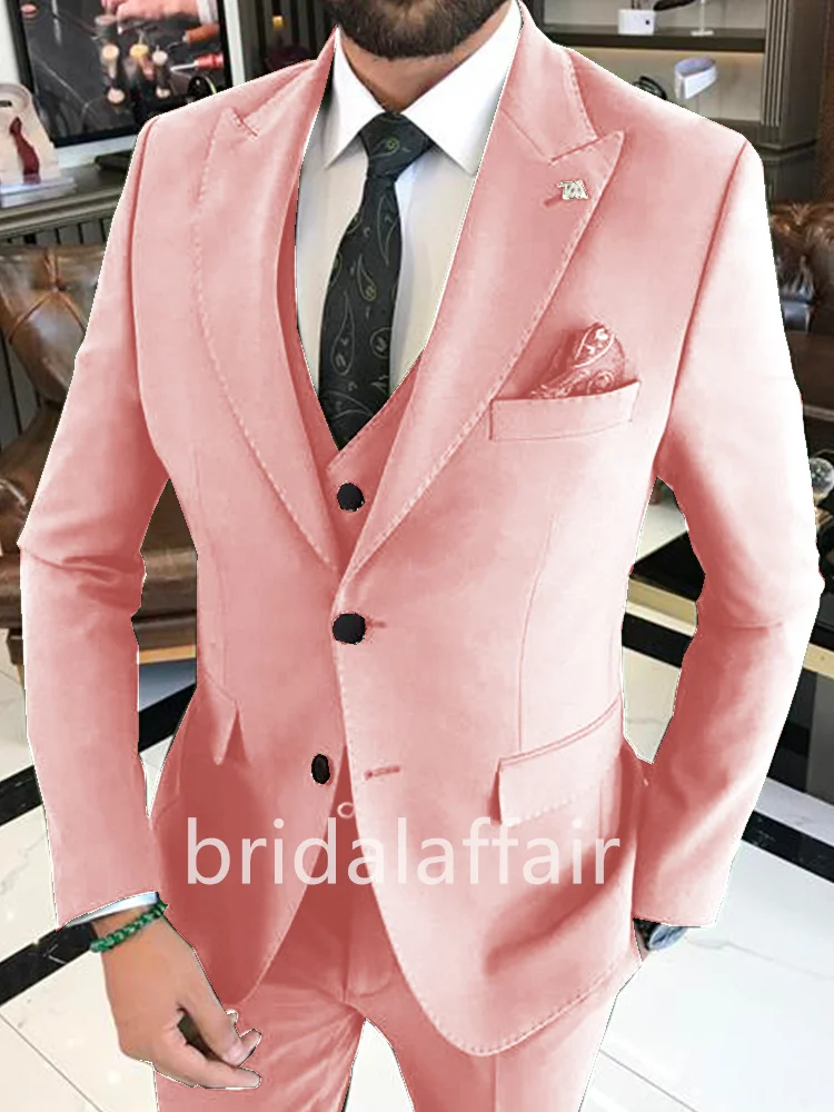 Bridalaffairr Suit Мъжки 2 броя Ежедневни смокинги за сватбен бизнес (Blazer + Pant) Slim Fit Groom Trendy British Изображение 3