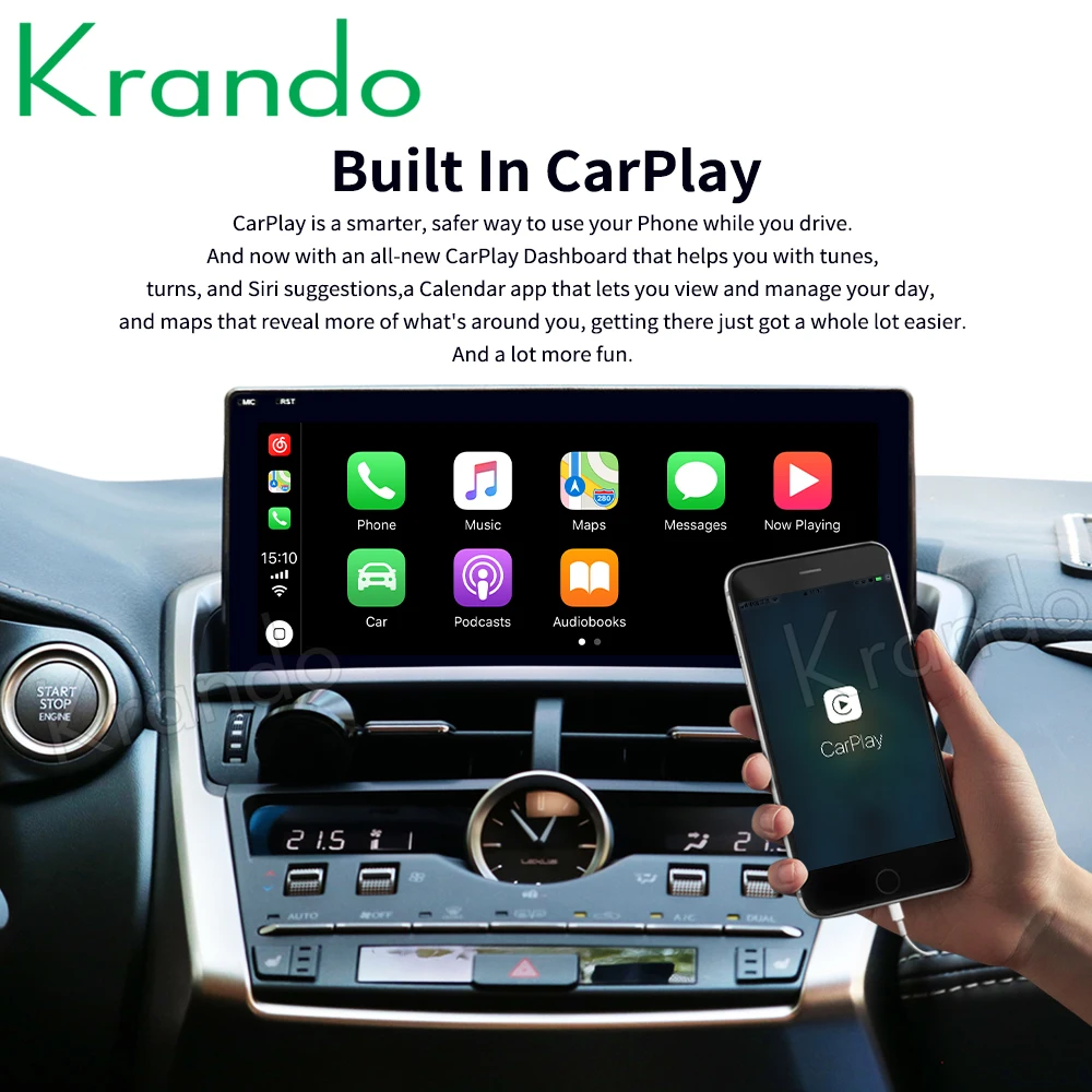 Krando Android 4G 64G 10.25'' Автомобилно радио за Lexus NX 200t 300h 2013-2019 GPS плейър BT WIFI безжична Carplay мултимедия Изображение 3