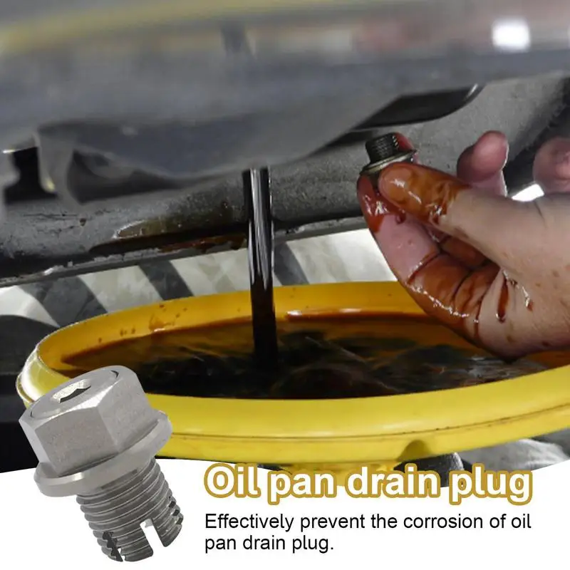 Oil Drain Plug Oil Pan Drain Plug Oil Drain Plug Oversize Piggyback Неръждаема стомана Self Tapping Pan Thread Ремонт на двигателя Plugs Изображение 3