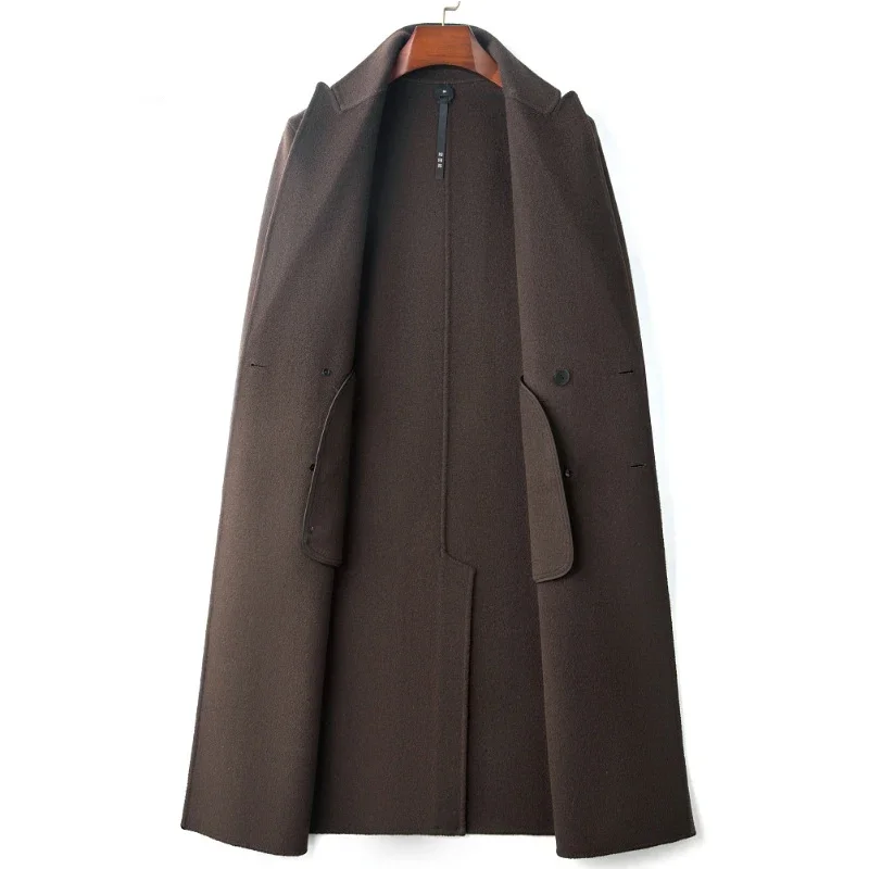 Зимна мода бизнес мъжки тънък годни флип яка средата дължина случайни палто Изображение 3