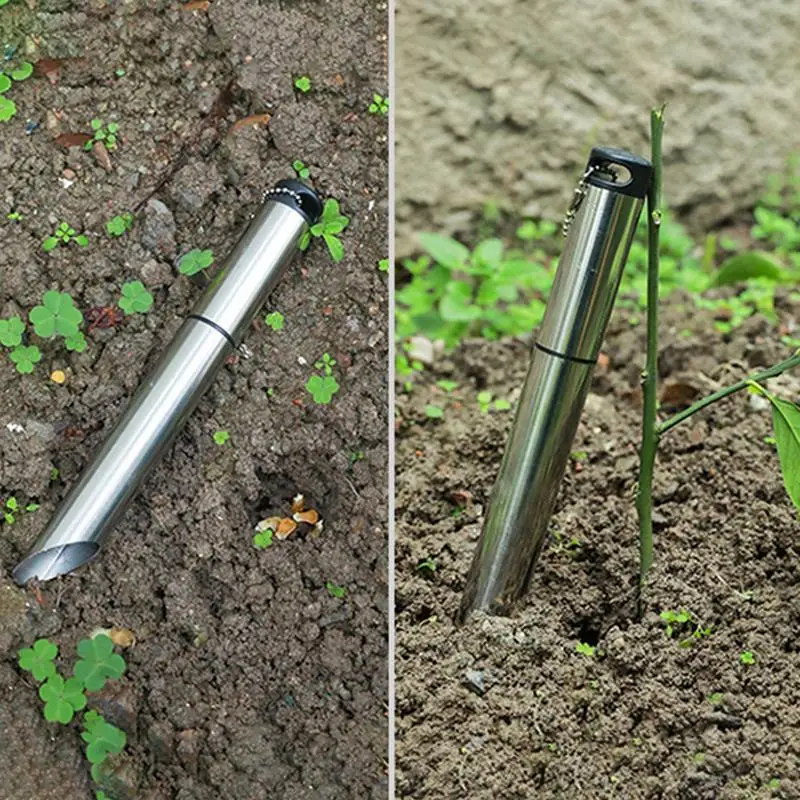 Инструмент за засаждане на луковици Инструменти за засаждане на градини от неръждаема стомана Ръчен градински инструмент Dibber Инструмент за освобождаване на почвата за разсаждане на копаене Изображение 3