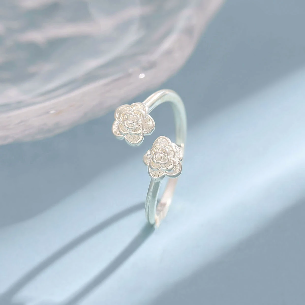 Нова мода сребърно покритие бижута красива скраб роза цвете пръстени за жени рожден ден подарък Bague Femme Anillos R047 Изображение 3